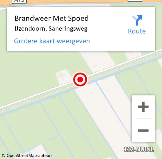 Locatie op kaart van de 112 melding: Brandweer Met Spoed Naar IJzendoorn, Saneringsweg op 16 januari 2018 10:31