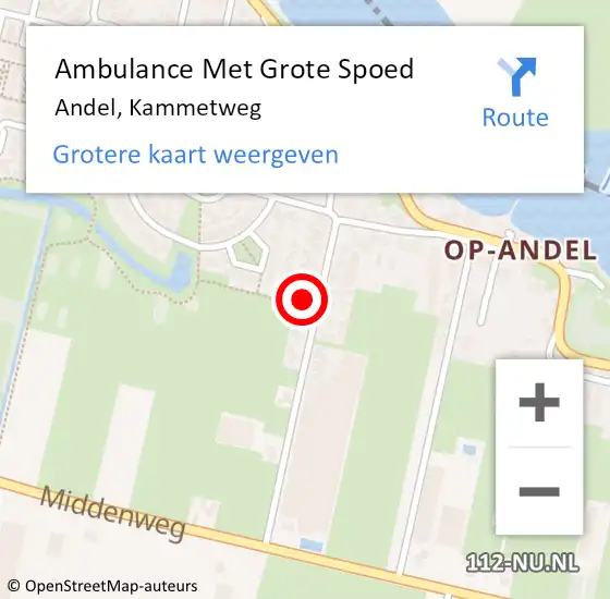 Locatie op kaart van de 112 melding: Ambulance Met Grote Spoed Naar Andel, Kammetweg op 16 januari 2018 10:33