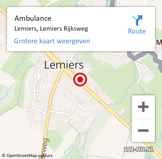 Locatie op kaart van de 112 melding: Ambulance Lemiers, Lemiers Rijksweg op 22 september 2013 11:11