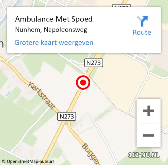 Locatie op kaart van de 112 melding: Ambulance Met Spoed Naar Nunhem, Napoleonsweg op 16 januari 2018 11:12