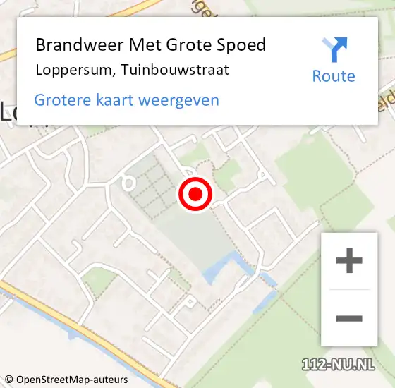 Locatie op kaart van de 112 melding: Brandweer Met Grote Spoed Naar Loppersum, Tuinbouwstraat op 16 januari 2018 11:25