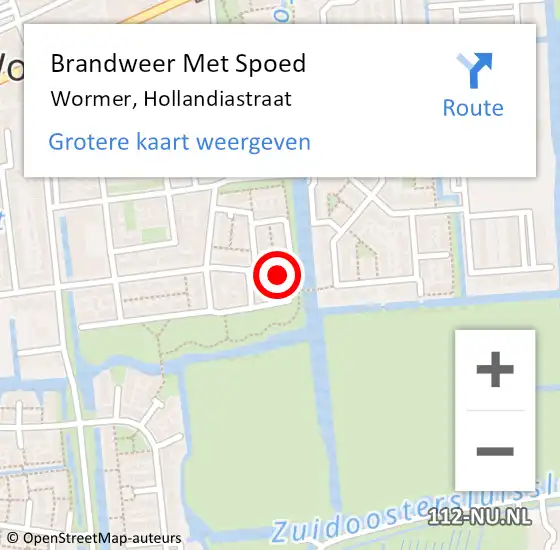 Locatie op kaart van de 112 melding: Brandweer Met Spoed Naar Wormer, Hollandiastraat op 16 januari 2018 11:44