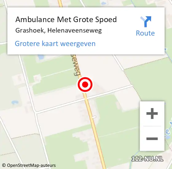 Locatie op kaart van de 112 melding: Ambulance Met Grote Spoed Naar Grashoek, Helenaveenseweg op 16 januari 2018 12:28