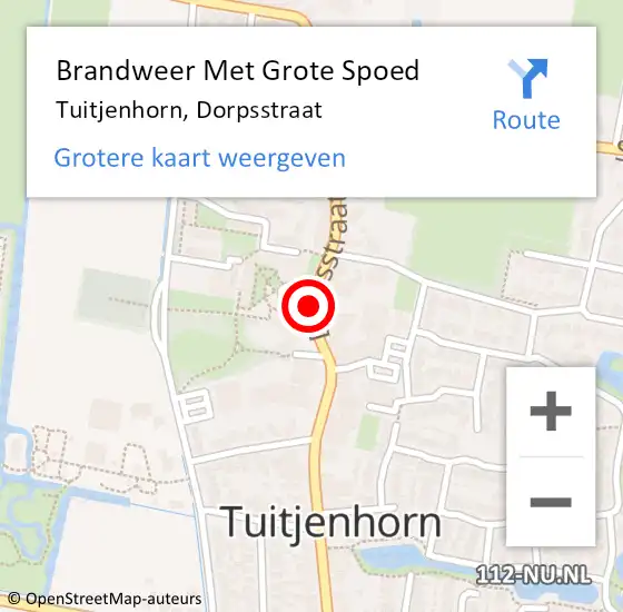 Locatie op kaart van de 112 melding: Brandweer Met Grote Spoed Naar Tuitjenhorn, Dorpsstraat op 16 januari 2018 12:35