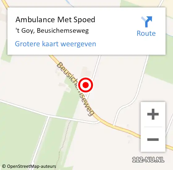 Locatie op kaart van de 112 melding: Ambulance Met Spoed Naar 't Goy, Beusichemseweg op 16 januari 2018 12:53