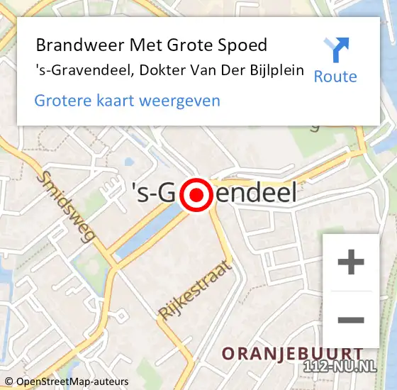 Locatie op kaart van de 112 melding: Brandweer Met Grote Spoed Naar 's-Gravendeel, Dokter Van Der Bijlplein op 16 januari 2018 13:13