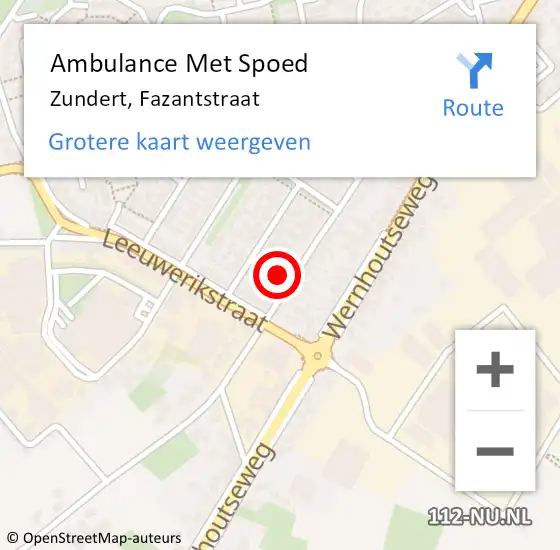 Locatie op kaart van de 112 melding: Ambulance Met Spoed Naar Zundert, Fazantstraat op 16 januari 2018 13:21