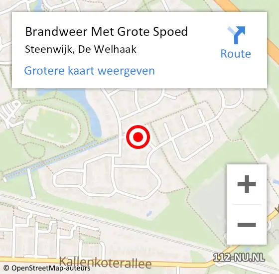 Locatie op kaart van de 112 melding: Brandweer Met Grote Spoed Naar Steenwijk, De Welhaak op 16 januari 2018 14:06