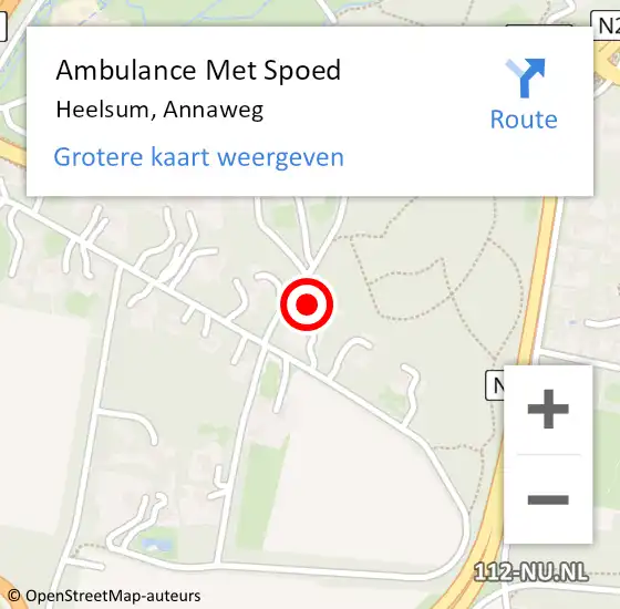 Locatie op kaart van de 112 melding: Ambulance Met Spoed Naar Heelsum, Annaweg op 16 januari 2018 14:11