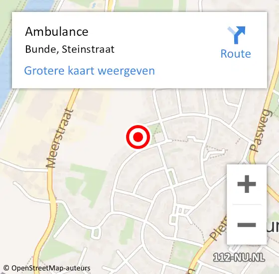 Locatie op kaart van de 112 melding: Ambulance Bunde, Steinstraat op 13 februari 2014 10:29