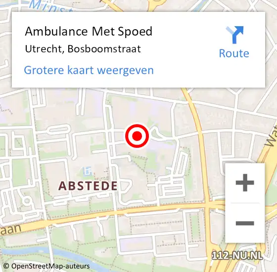 Locatie op kaart van de 112 melding: Ambulance Met Spoed Naar Utrecht, Bosboomstraat op 16 januari 2018 15:45