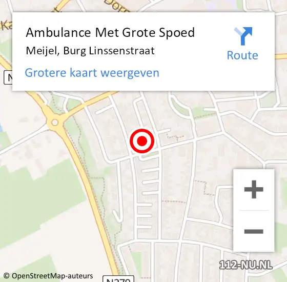 Locatie op kaart van de 112 melding: Ambulance Met Grote Spoed Naar Meijel, Burg Linssenstraat op 16 januari 2018 15:51