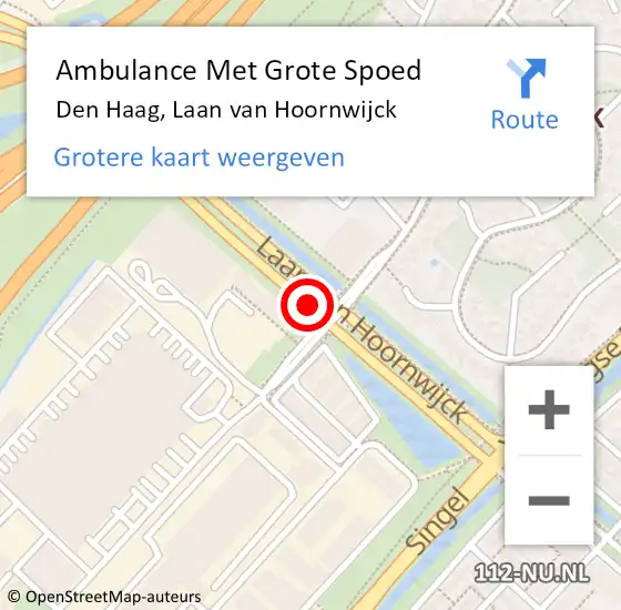 Locatie op kaart van de 112 melding: Ambulance Met Grote Spoed Naar Den Haag, Laan van Hoornwijck op 16 januari 2018 16:48