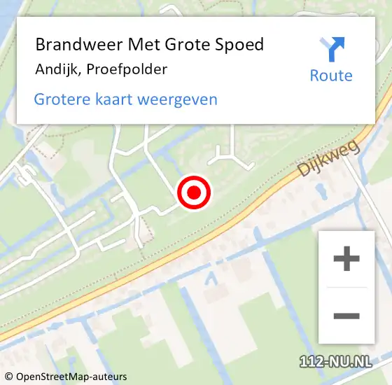 Locatie op kaart van de 112 melding: Brandweer Met Grote Spoed Naar Andijk, Proefpolder op 16 januari 2018 17:01