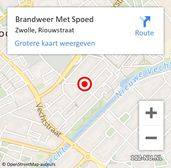 Locatie op kaart van de 112 melding: Brandweer Met Spoed Naar Zwolle, Riouwstraat op 16 januari 2018 17:02