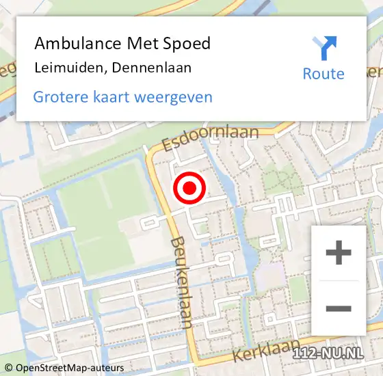 Locatie op kaart van de 112 melding: Ambulance Met Spoed Naar Leimuiden, Dennenlaan op 16 januari 2018 17:04
