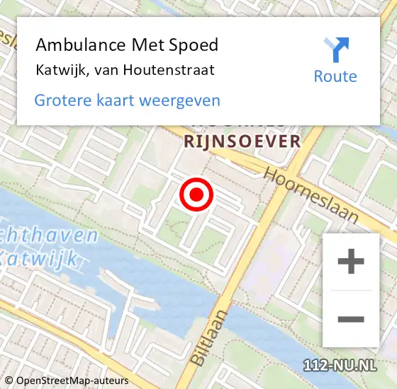 Locatie op kaart van de 112 melding: Ambulance Met Spoed Naar Katwijk, van Houtenstraat op 16 januari 2018 19:20