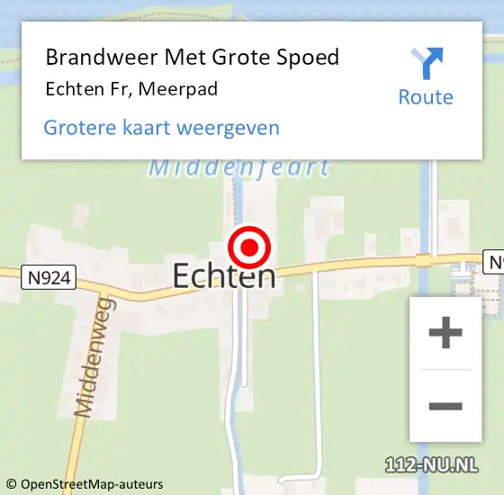 Locatie op kaart van de 112 melding: Brandweer Met Grote Spoed Naar Echten Fr, Meerpad op 16 januari 2018 20:02