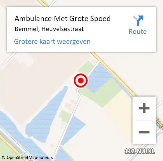 Locatie op kaart van de 112 melding: Ambulance Met Grote Spoed Naar Bemmel, Heuvelsestraat op 16 januari 2018 20:31