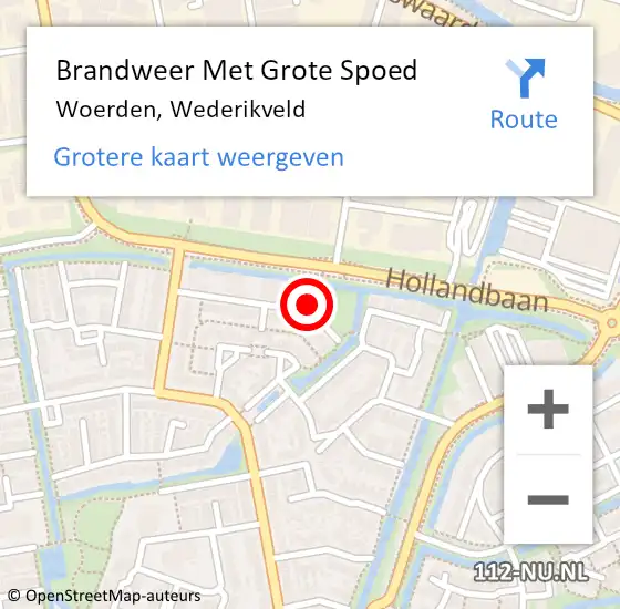 Locatie op kaart van de 112 melding: Brandweer Met Grote Spoed Naar Woerden, Wederikveld op 16 januari 2018 20:38