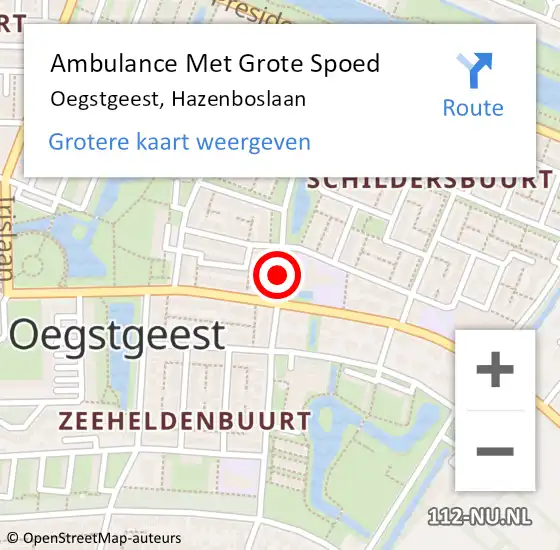 Locatie op kaart van de 112 melding: Ambulance Met Grote Spoed Naar Oegstgeest, Hazenboslaan op 16 januari 2018 20:48