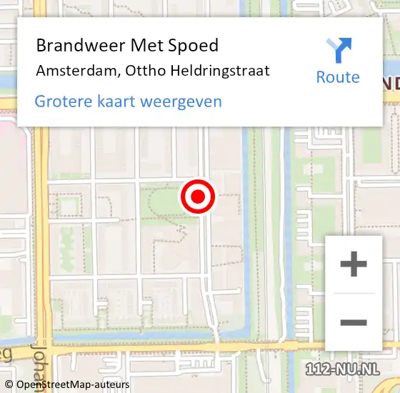 Locatie op kaart van de 112 melding: Brandweer Met Spoed Naar Amsterdam, Ottho Heldringstraat op 16 januari 2018 20:55