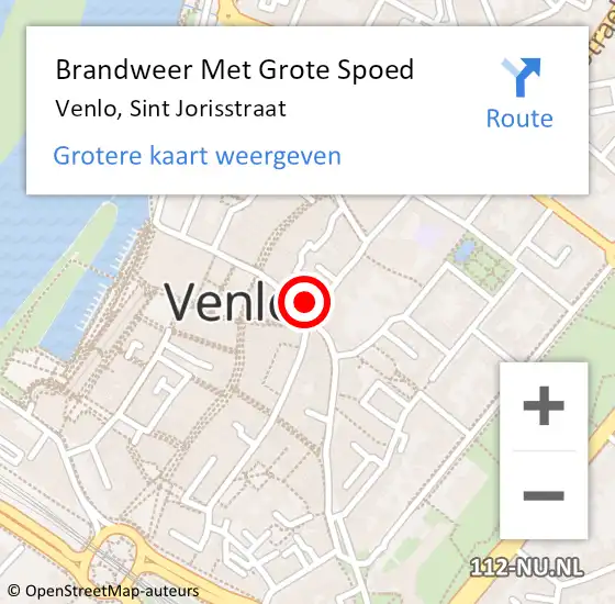 Locatie op kaart van de 112 melding: Brandweer Met Grote Spoed Naar Venlo, Sint Jorisstraat op 16 januari 2018 21:34