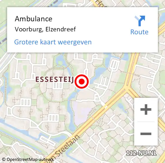 Locatie op kaart van de 112 melding: Ambulance Voorburg, Elzendreef op 16 januari 2018 21:57