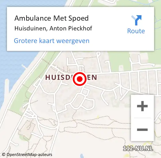 Locatie op kaart van de 112 melding: Ambulance Met Spoed Naar Huisduinen, Anton Pieckhof op 16 januari 2018 22:06