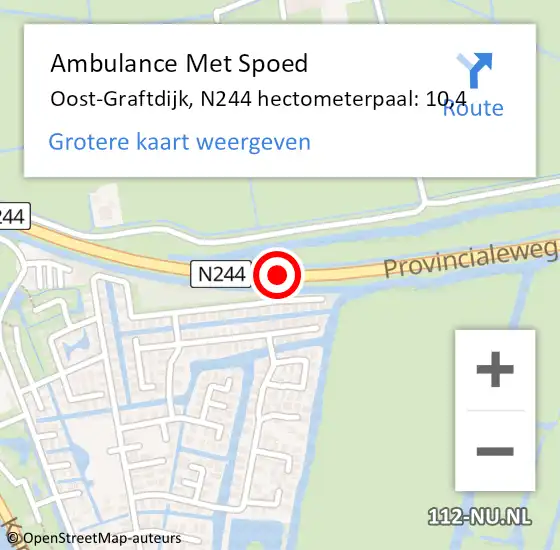 Locatie op kaart van de 112 melding: Ambulance Met Spoed Naar Oost-Graftdijk, N244 hectometerpaal: 10,4 op 16 januari 2018 22:40