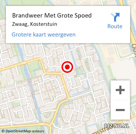 Locatie op kaart van de 112 melding: Brandweer Met Grote Spoed Naar Zwaag, Kosterstuin op 16 januari 2018 23:37