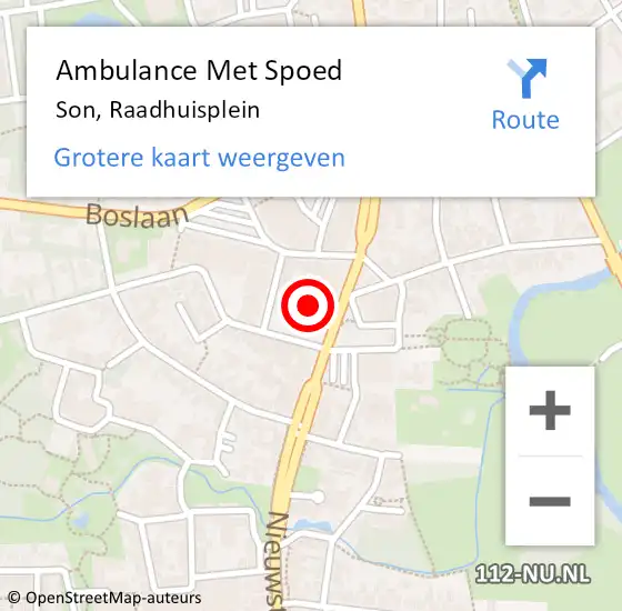 Locatie op kaart van de 112 melding: Ambulance Met Spoed Naar Son, Raadhuisplein op 17 januari 2018 00:06