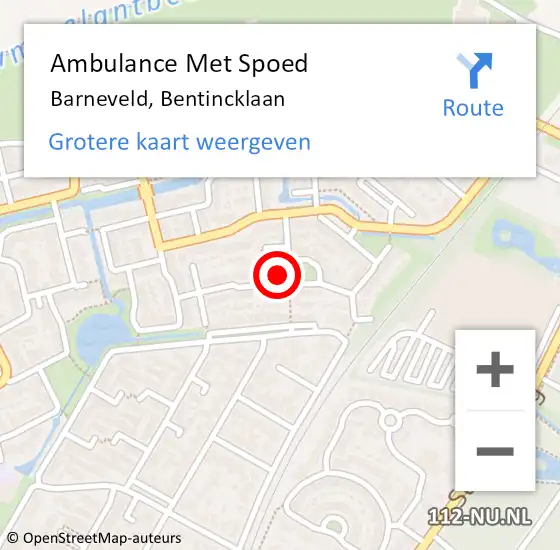 Locatie op kaart van de 112 melding: Ambulance Met Spoed Naar Barneveld, Bentincklaan op 17 januari 2018 00:51