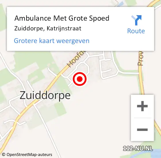 Locatie op kaart van de 112 melding: Ambulance Met Grote Spoed Naar Zuiddorpe, Katrijnstraat op 17 januari 2018 01:27