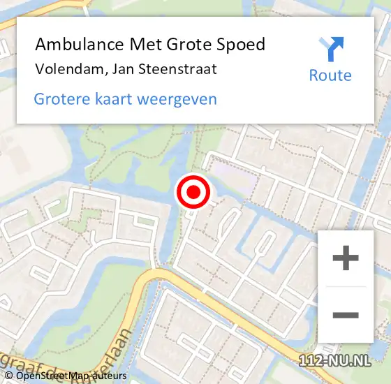 Locatie op kaart van de 112 melding: Ambulance Met Grote Spoed Naar Volendam, Jan Steenstraat op 17 januari 2018 03:12