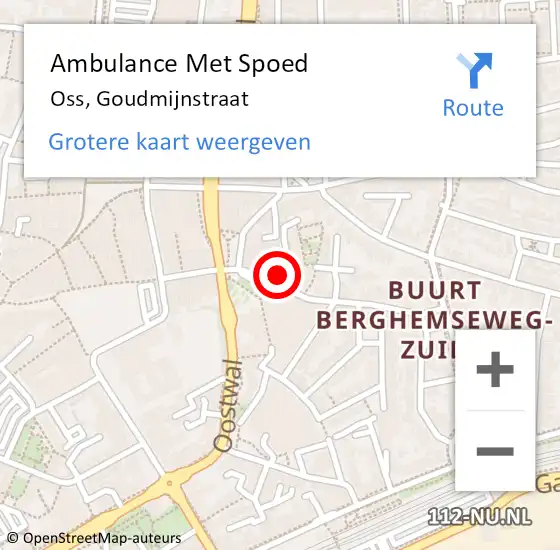 Locatie op kaart van de 112 melding: Ambulance Met Spoed Naar Oss, Goudmijnstraat op 17 januari 2018 03:53