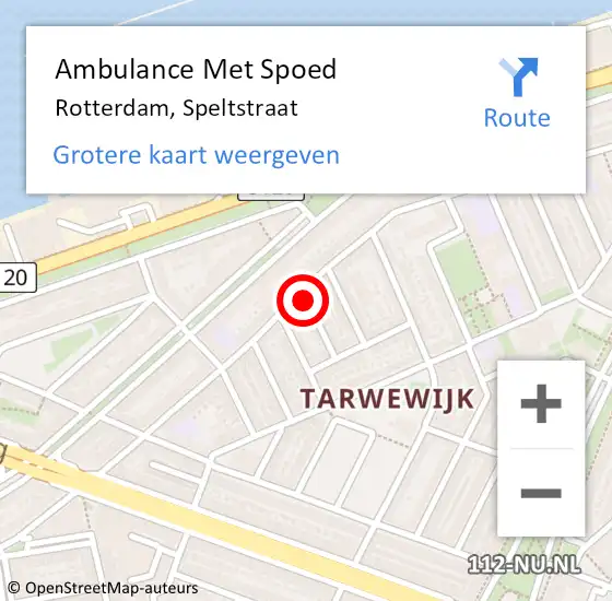 Locatie op kaart van de 112 melding: Ambulance Met Spoed Naar Rotterdam, Speltstraat op 17 januari 2018 05:30