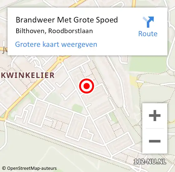 Locatie op kaart van de 112 melding: Brandweer Met Grote Spoed Naar Bilthoven, Roodborstlaan op 17 januari 2018 06:26