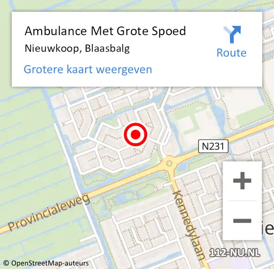 Locatie op kaart van de 112 melding: Ambulance Met Grote Spoed Naar Nieuwkoop, Blaasbalg op 17 januari 2018 07:15