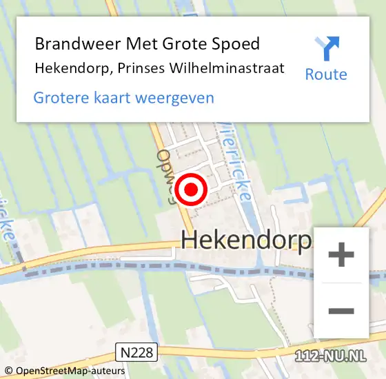 Locatie op kaart van de 112 melding: Brandweer Met Grote Spoed Naar Hekendorp, Prinses Wilhelminastraat op 17 januari 2018 07:18