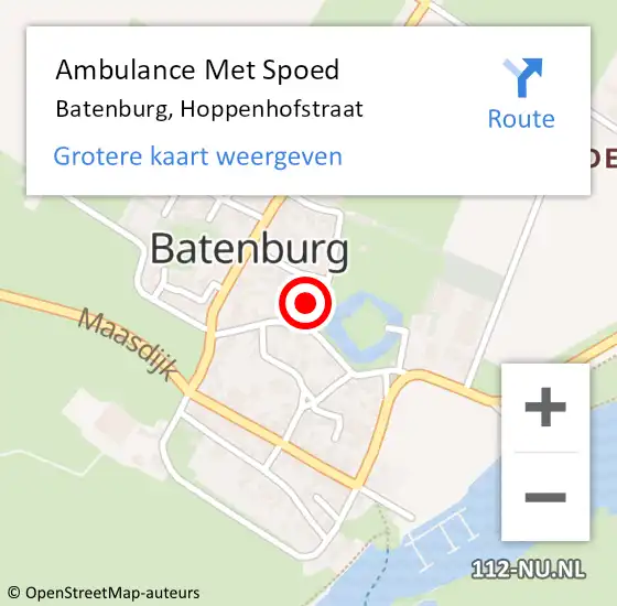 Locatie op kaart van de 112 melding: Ambulance Met Spoed Naar Batenburg, Hoppenhofstraat op 17 januari 2018 08:04