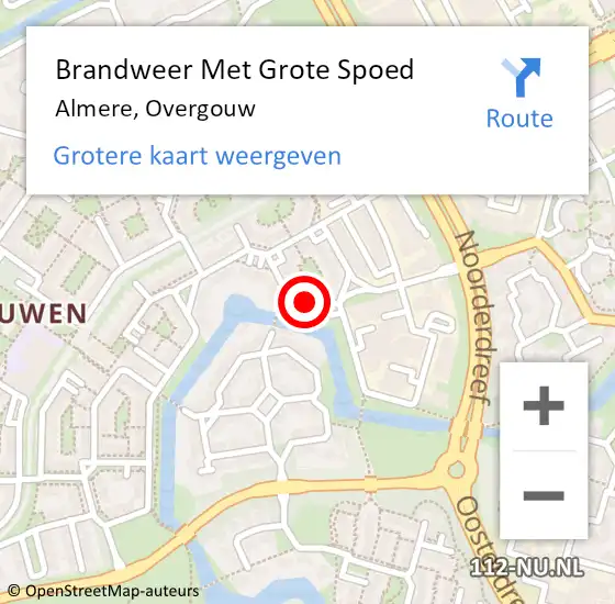 Locatie op kaart van de 112 melding: Brandweer Met Grote Spoed Naar Almere, Overgouw op 17 januari 2018 08:37
