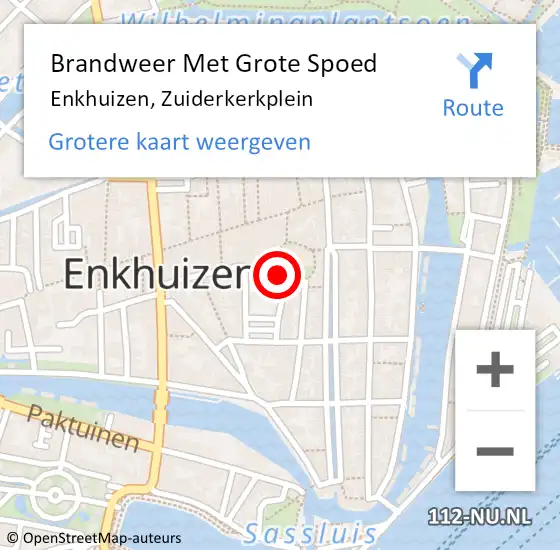 Locatie op kaart van de 112 melding: Brandweer Met Grote Spoed Naar Enkhuizen, Zuiderkerkplein op 17 januari 2018 08:49