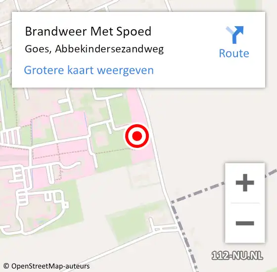 Locatie op kaart van de 112 melding: Brandweer Met Spoed Naar Goes, Abbekindersezandweg op 17 januari 2018 08:52