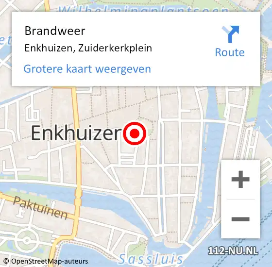 Locatie op kaart van de 112 melding: Brandweer Enkhuizen, Zuiderkerkplein op 17 januari 2018 08:52