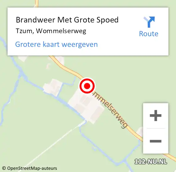 Locatie op kaart van de 112 melding: Brandweer Met Grote Spoed Naar Tzum, Wommelserweg op 17 januari 2018 09:01