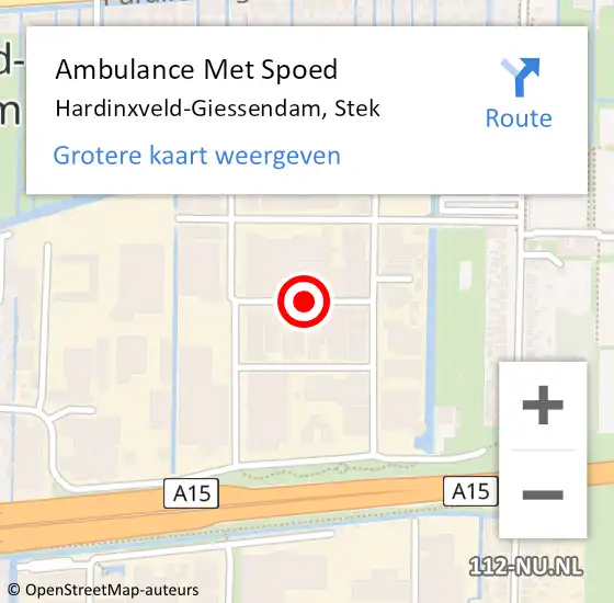 Locatie op kaart van de 112 melding: Ambulance Met Spoed Naar Hardinxveld-Giessendam, Stek op 17 januari 2018 09:29