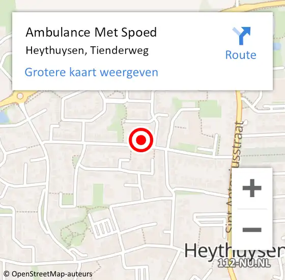 Locatie op kaart van de 112 melding: Ambulance Met Spoed Naar Heythuysen, Tienderweg op 17 januari 2018 09:45