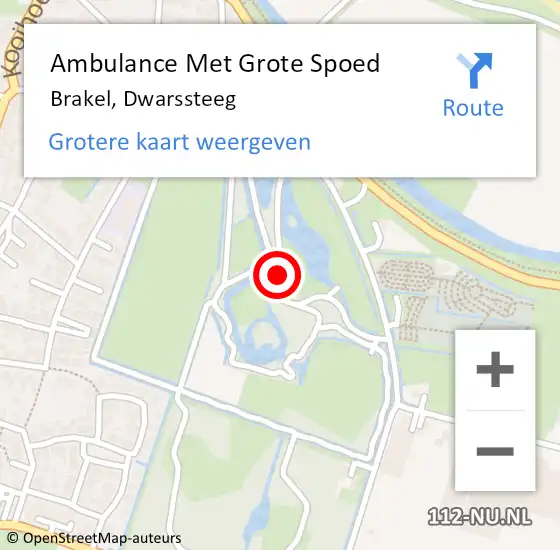 Locatie op kaart van de 112 melding: Ambulance Met Grote Spoed Naar Brakel, Dwarssteeg op 13 februari 2014 11:37