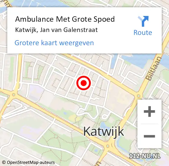 Locatie op kaart van de 112 melding: Ambulance Met Grote Spoed Naar Katwijk, Jan van Galenstraat op 17 januari 2018 10:27